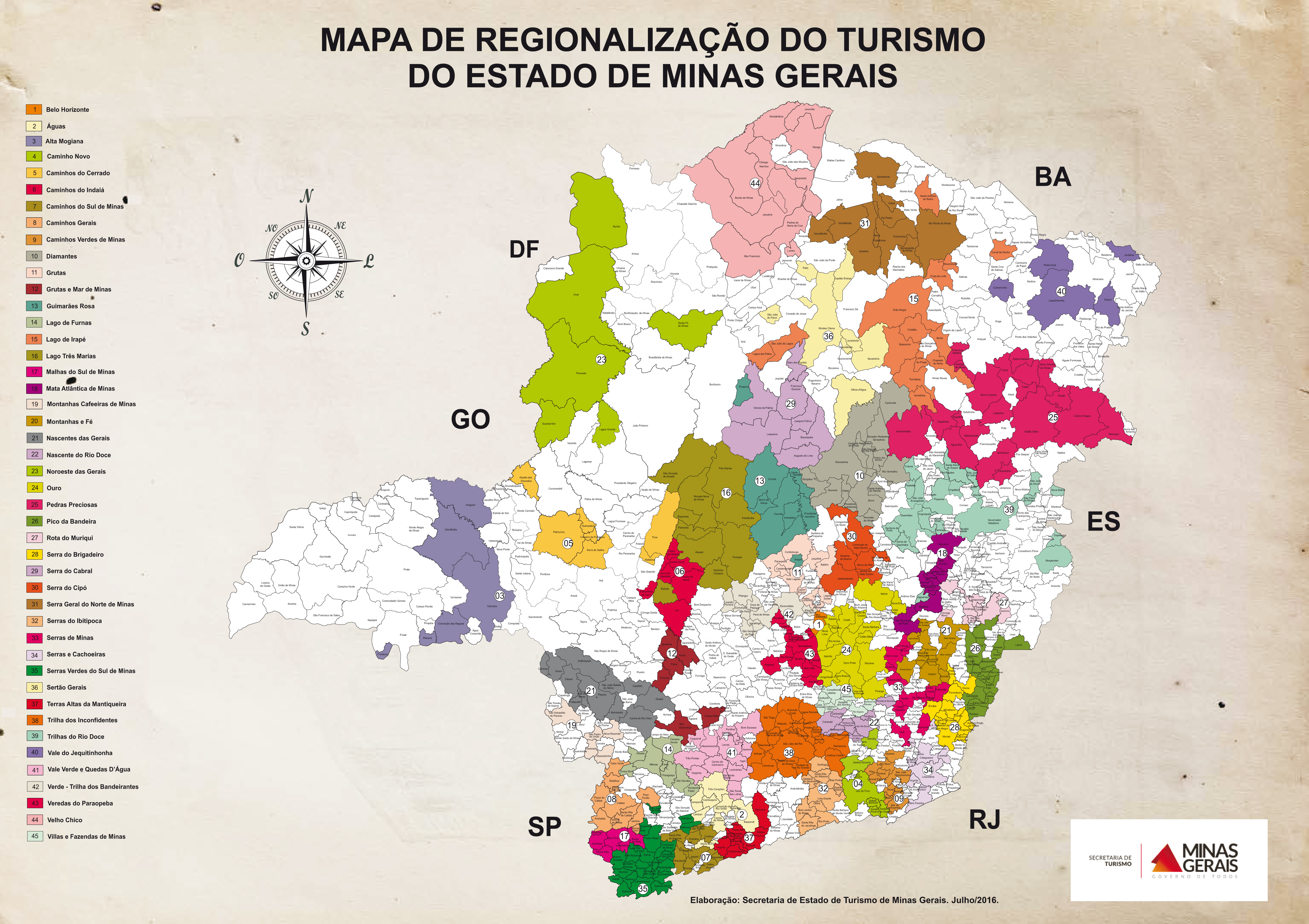 SETUR divulga listagem dos municípios participantes da Política de Regionalização do Turismo de MG