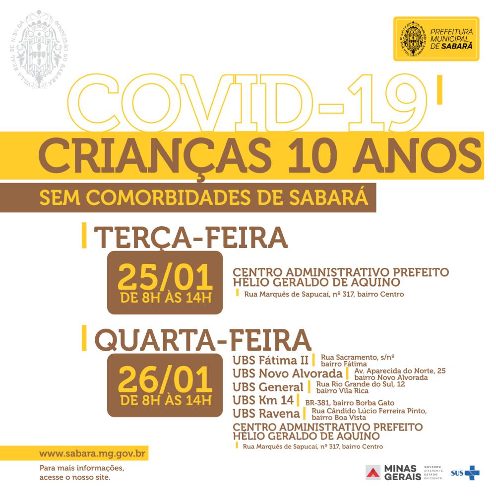 Crianças de 10 anos começam a ser vacinadas hoje