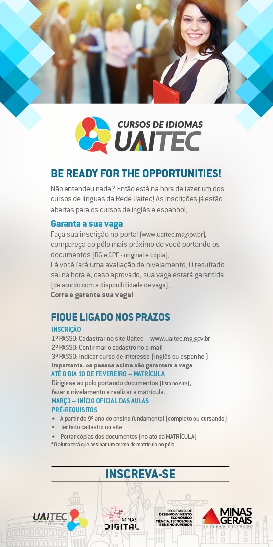 Uaitec abre vagas para cursos de TI e idiomas no interior de Minas