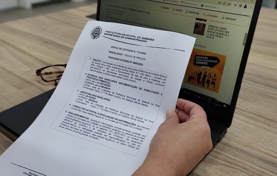 Prefeitura de Sabará publica edital para contratação de empresa para fazer a reforma da UBS Nova Vista