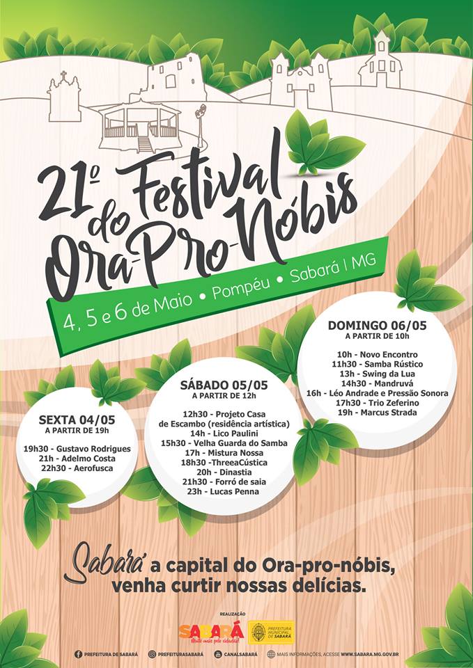 Programação do 21º Festival do Ora-Pro-Nóbis