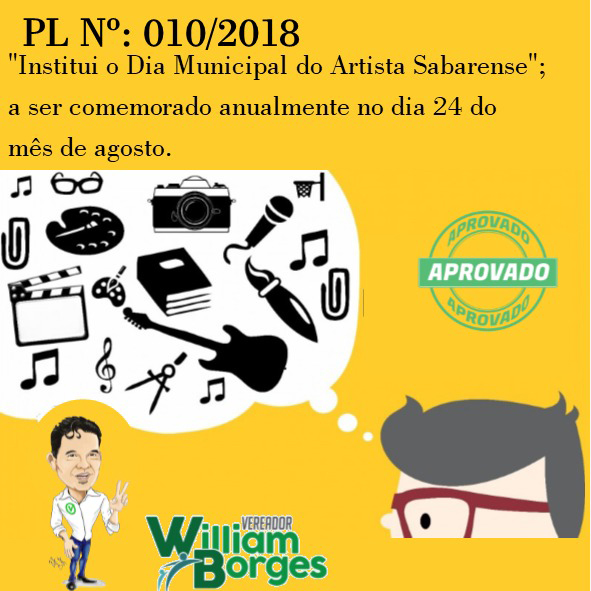 Projeto de Lei que Institui o Dia do Artista Sabarense é aprovado na Câmara