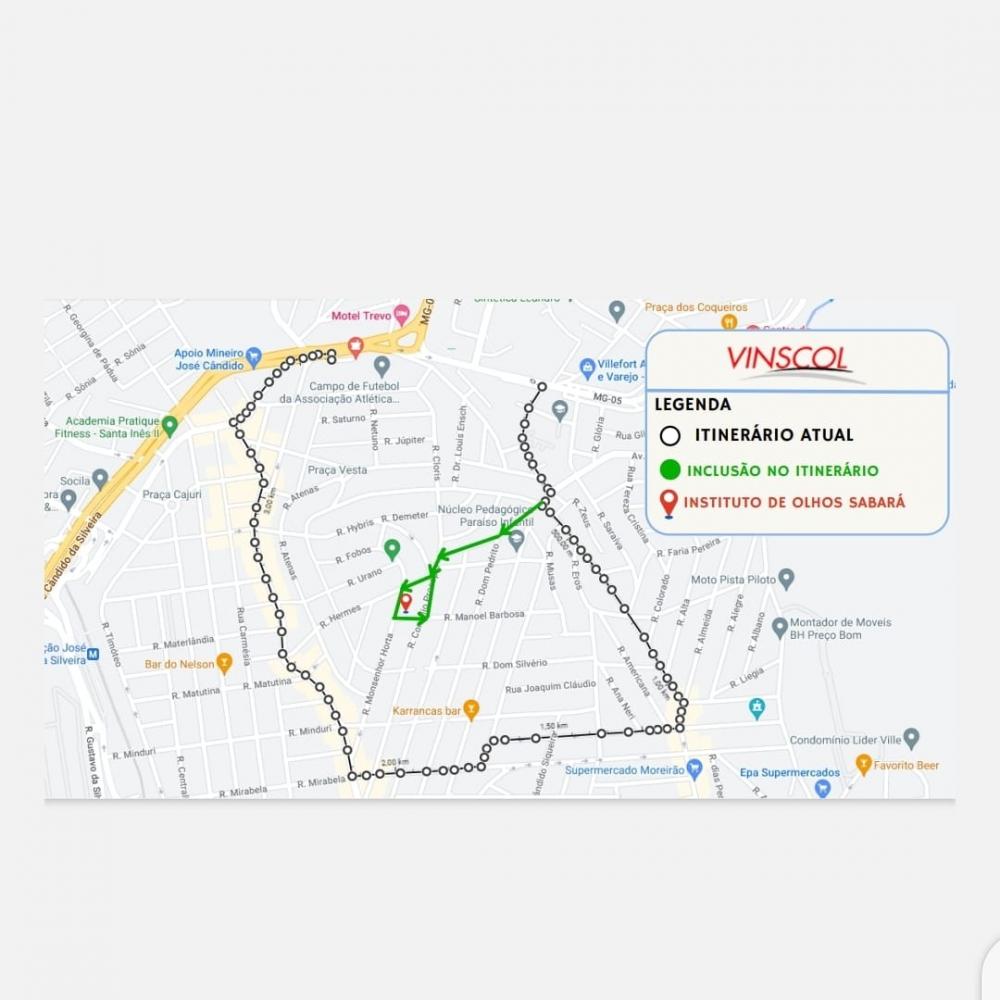 Linha de ônibus Nova Vista altera trajeto para atender o Instituto de Olhos de Sabará