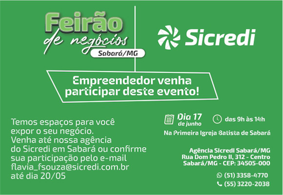 Sicredi promove feira de incentivo ao empreendedorismo local. 