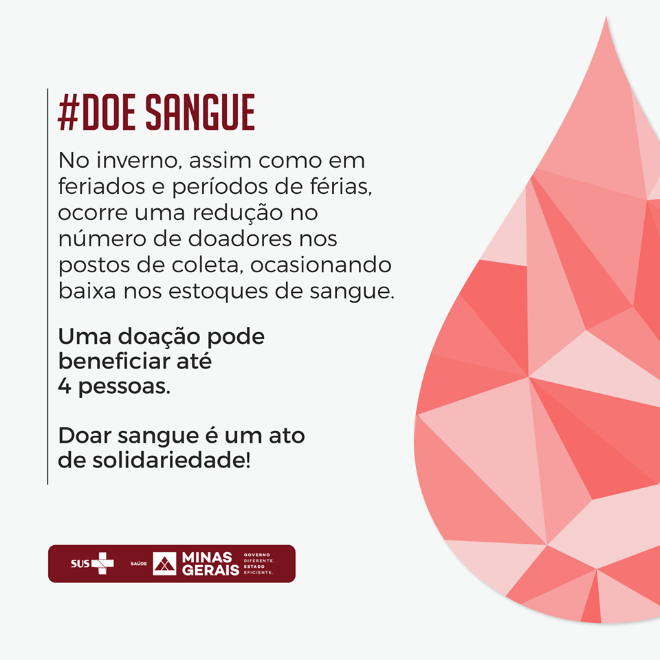 Doar sangue é um ato de solidariedade! Uma doação pode beneficiar até 4 pessoas.