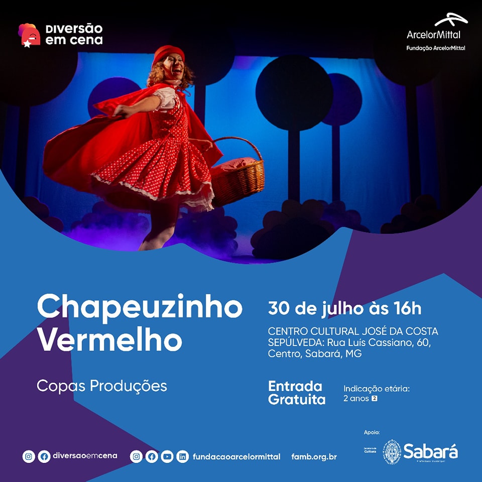 Diversão em Cena em Sabará traz o Espetáculo Chapeuzinho Vermelho 