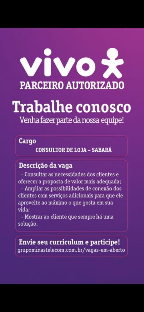 Buscamos um profissional que seja comunicativo, dinâmico, com boa oratória e que nos ajude a conquistar resultados