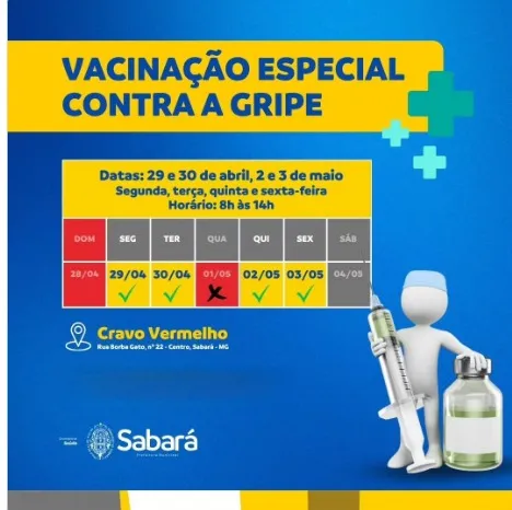 Prefeitura de Sabará realiza vacinação contra a gripe no Clube Cravo Vermelho