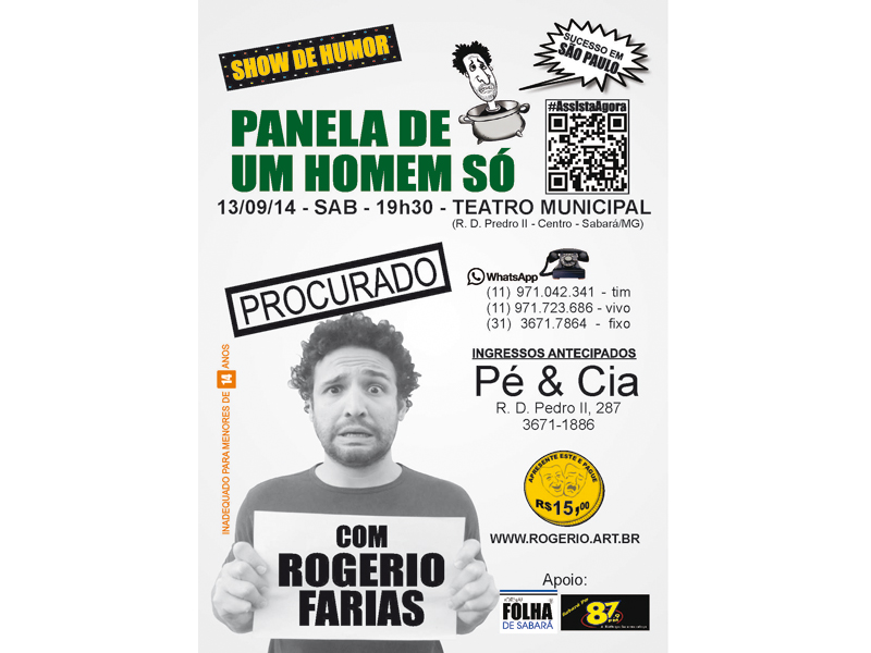 Sabará recebe o espetáculo “Panela de um homem só”