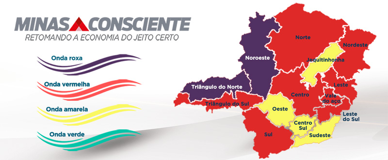 Governo cria onda roxa no Minas Consciente e decreta fechamento em duas regiões do estado