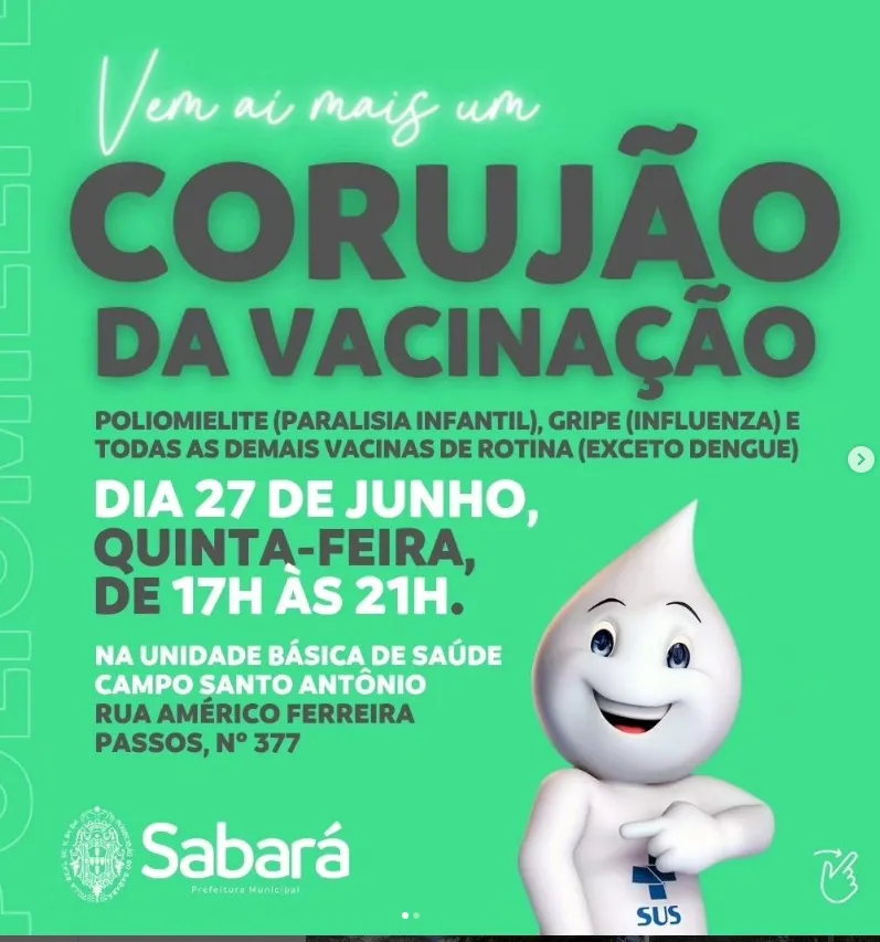 Imunização: UBS Campo Santo Antônio realiza Corujão da Vacinação contra poliomielite, gripe e outras doenças