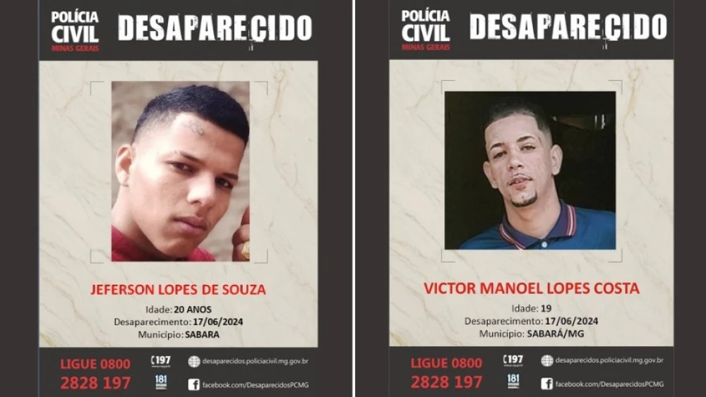 Corpos de primos desaparecidos em Sabará são encontrados em decomposição na Grande BH