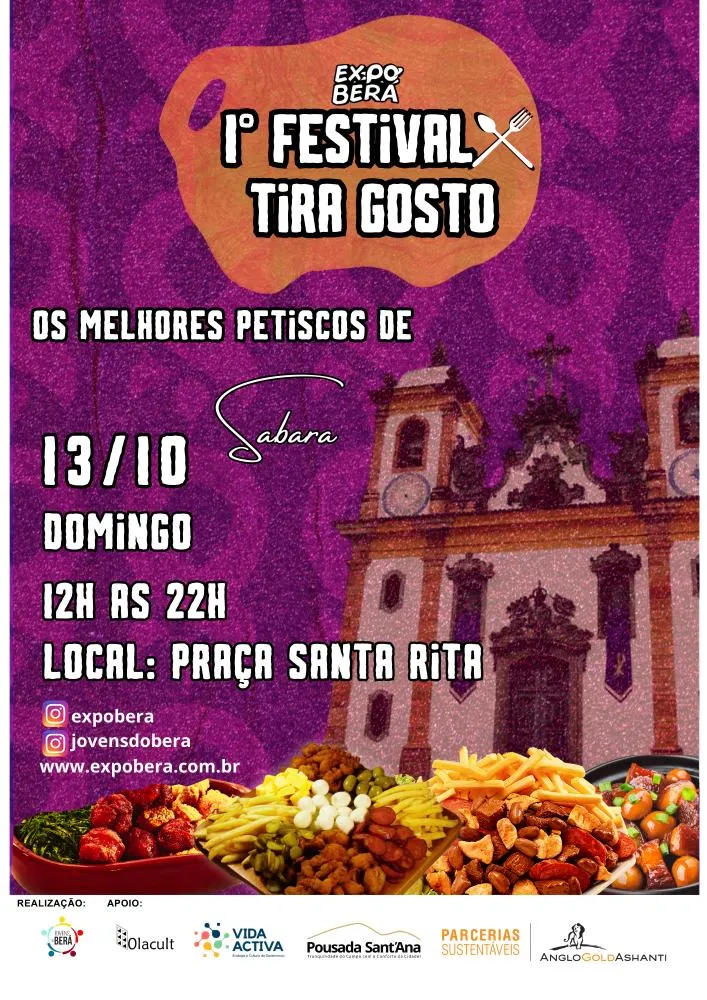 1º Festival Tira Gosto promete sabores irresistíveis e celebração cultural em Sabará