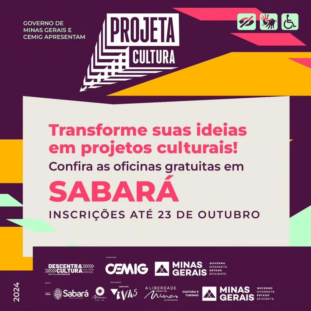 Projeta Cultura em Sabará: inscreva-se nas oficinas gratuitas e desenvolva projetos culturais