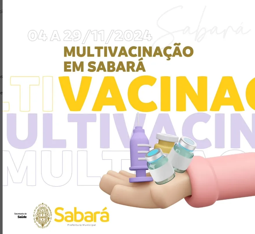 Campanha Estadual de Multivacinação em Sabará: atualize a caderneta de vacinação das crianças e adolescentes a partir de 4 de novembro!