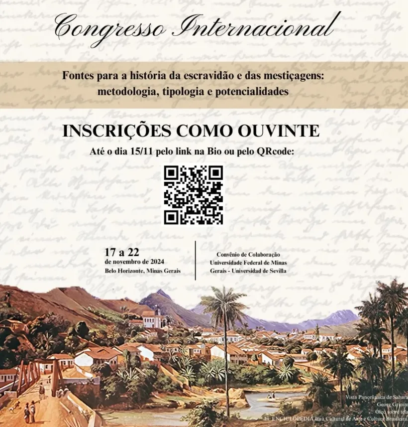 Sabará recebe a programação do 10º Congresso Internacional “Fontes para a história da escravidão e das mestiçagens”