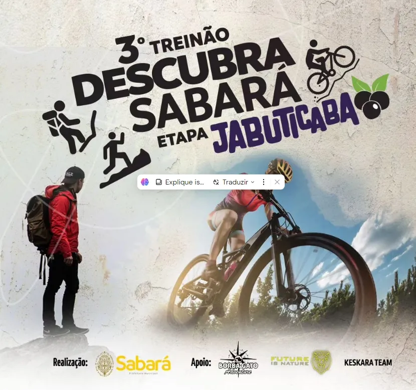 Inscrições Abertas para o 3° Treinão Descubra Sabará 2024 – Etapa Jabuticaba