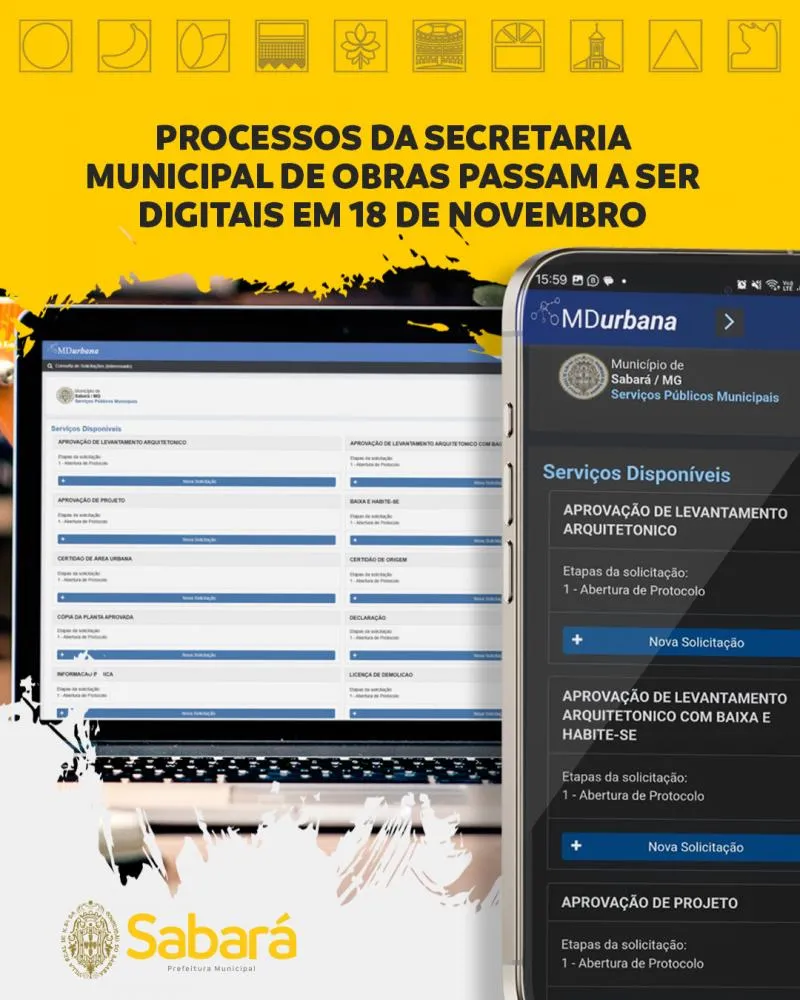 Processos da secretaria de obras de Sabará passam a ser digitais a partir de 18 de novembro
