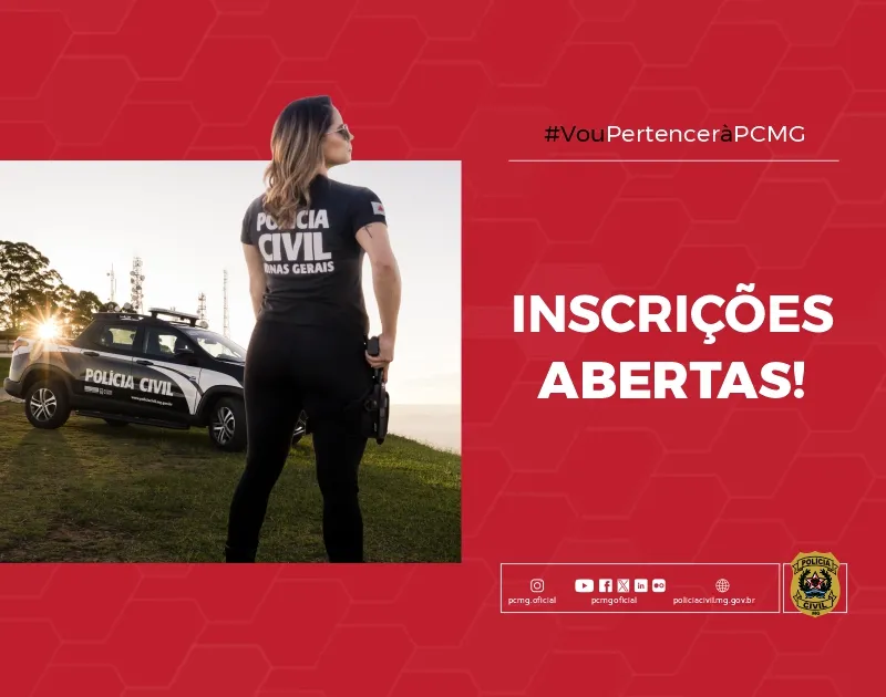 Hoje é o último dia para inscrição no Concurso da Polícia Civil de Minas Gerais (PCMG)