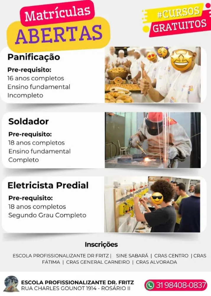 Escola Profissionalizante Dr. Fritz  em Sabará abre inscrições para cursos gratuitos