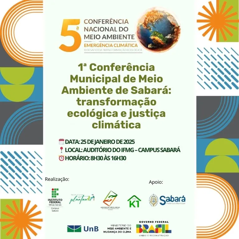 Sabará realiza 1ª Conferência Municipal de Meio Ambiente no dia 25 de Janeiro