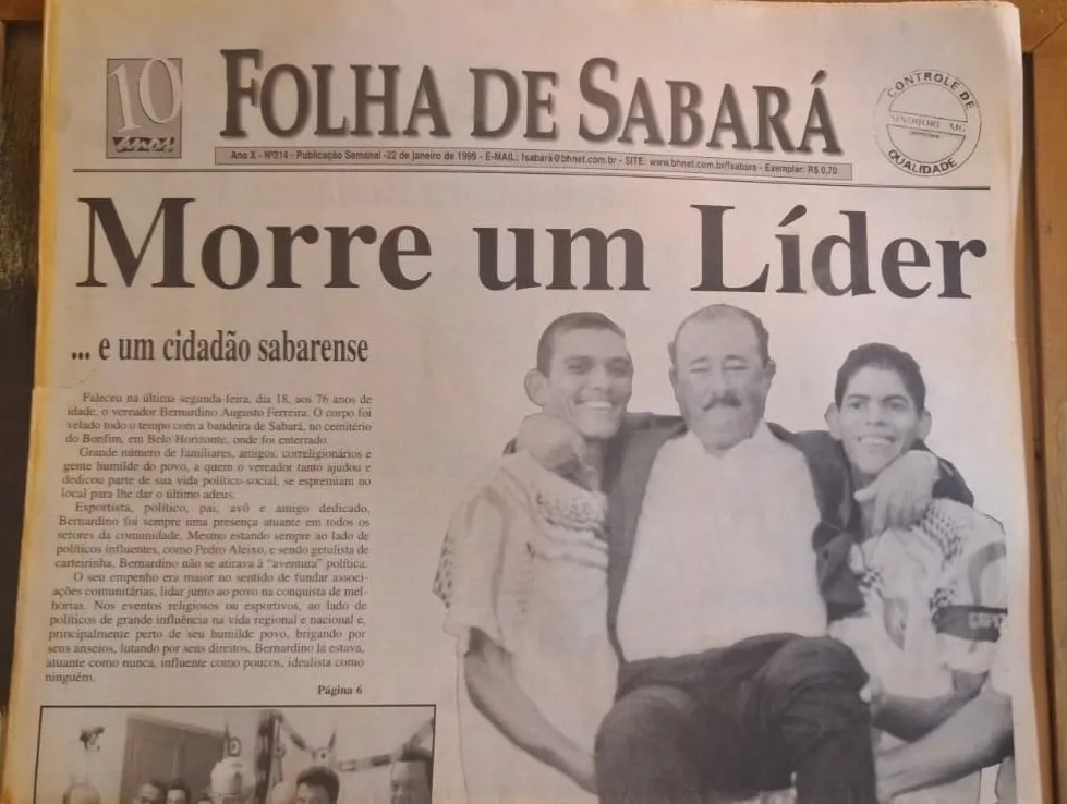 Em 18 de janeiro de 1999, Sabará perdeu um líder, mas seu legado de amor e ética jamais será esquecido