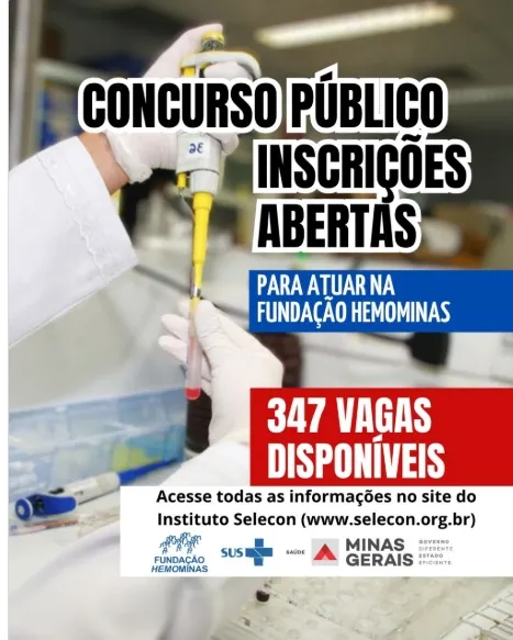 Concurso Público da Fundação Hemominas abre inscrições para 347 vagas