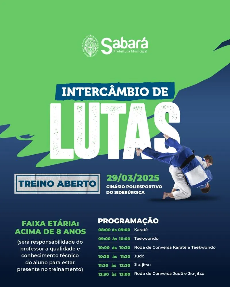 Sabará realiza primeiro intercâmbio de lutas com treino aberto ao público