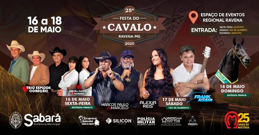 Festa do Cavalo de Ravena 2025 em Sabara: confira as atrações e como participar