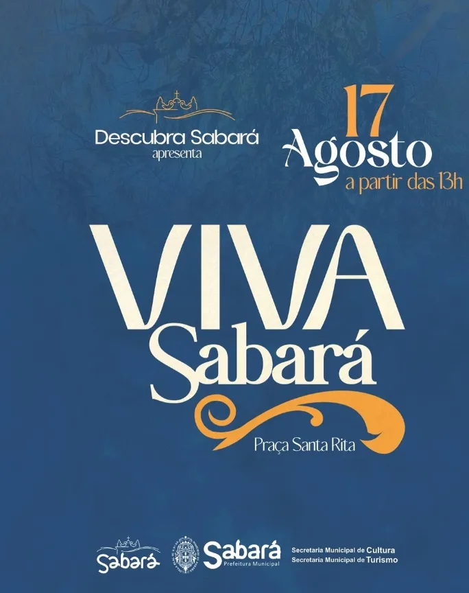 Viva Sabará acontece neste domingo com música, cultura e gastronomia na Praça do Coreto