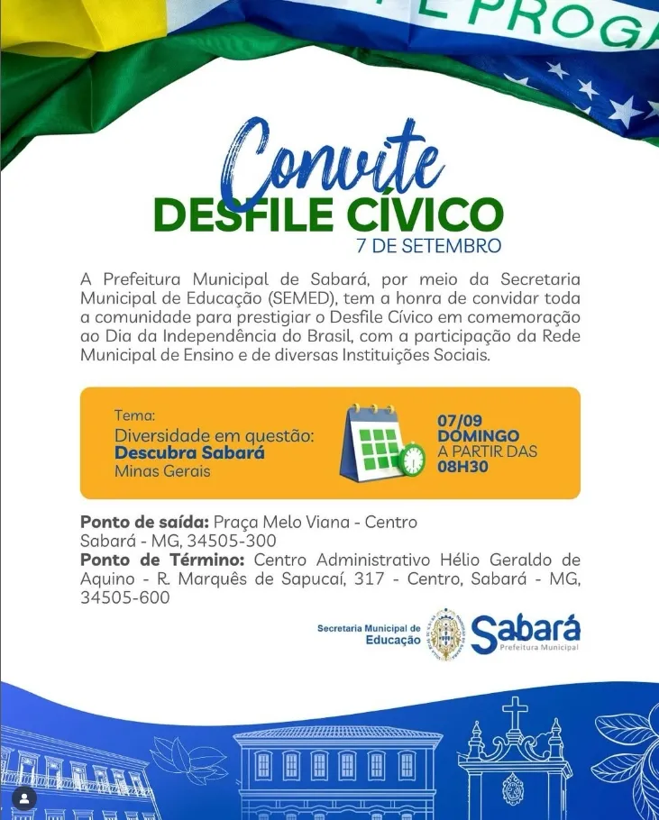 7 de Setembro: O que significa o Dia da Independência do Brasil – História, curiosidades e programação especial em Sabará 2025