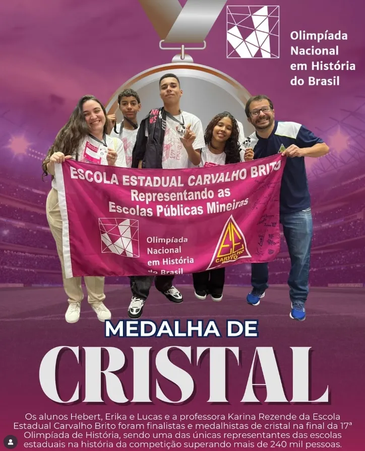 Estudantes de Sabará conquistam medalha inédita na Olimpíada Nacional de História do Brasil