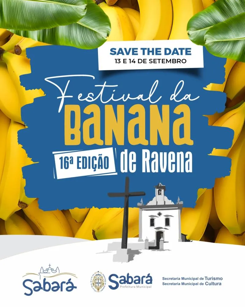 Festival da Banana 2025: Ravena recebe 16ª edição com gastronomia, cultura e esportes nos dias 13 e 14 de setembro