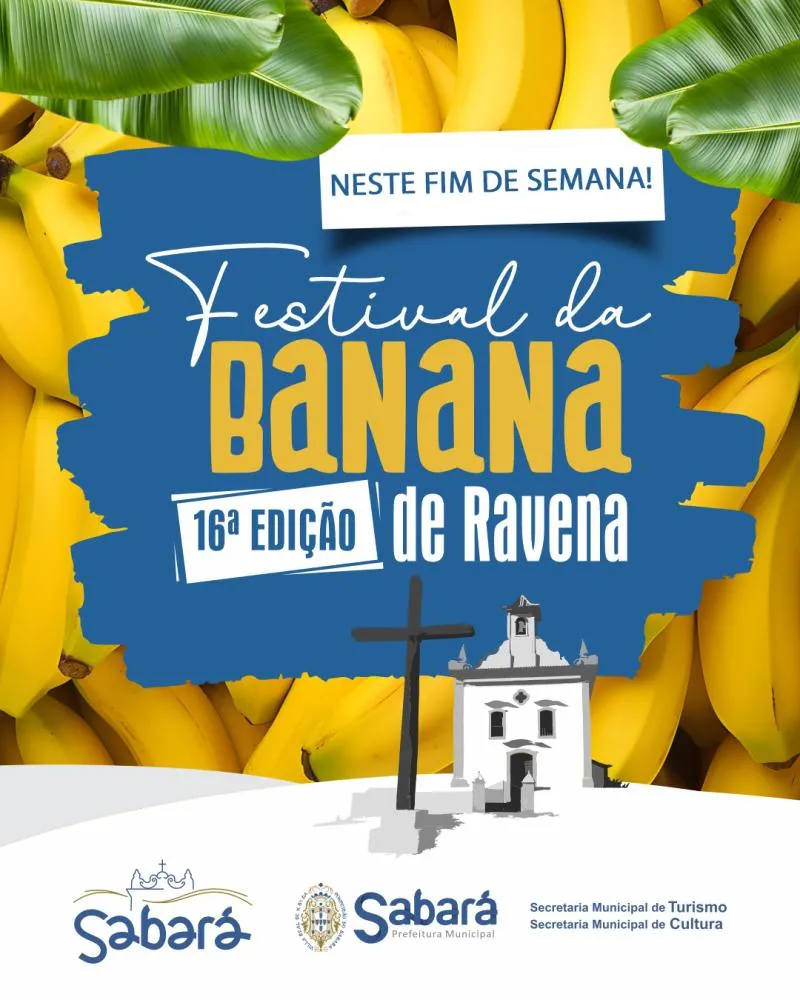 Sabará realiza Festival da Banana em Ravena com cozinha ao vivo e programação infantil