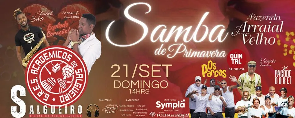 Escola de Samba Acadêmicos do Salgueiro desembarca em Sabará para o grandioso Samba de Primavera na Fazenda Arraial Velho