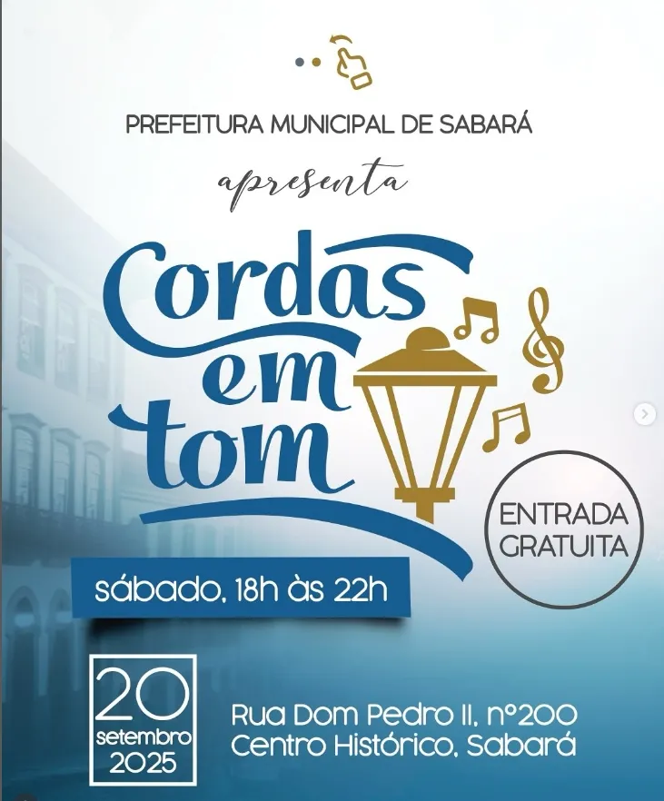 Centro Histórico de Sabará será palco do “Cordas em Tom” neste sábado