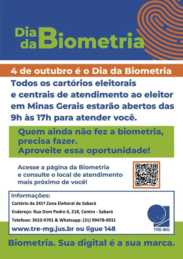 Dia B da Biometria em Sabará: oportunidade para regularizar o título eleitoral