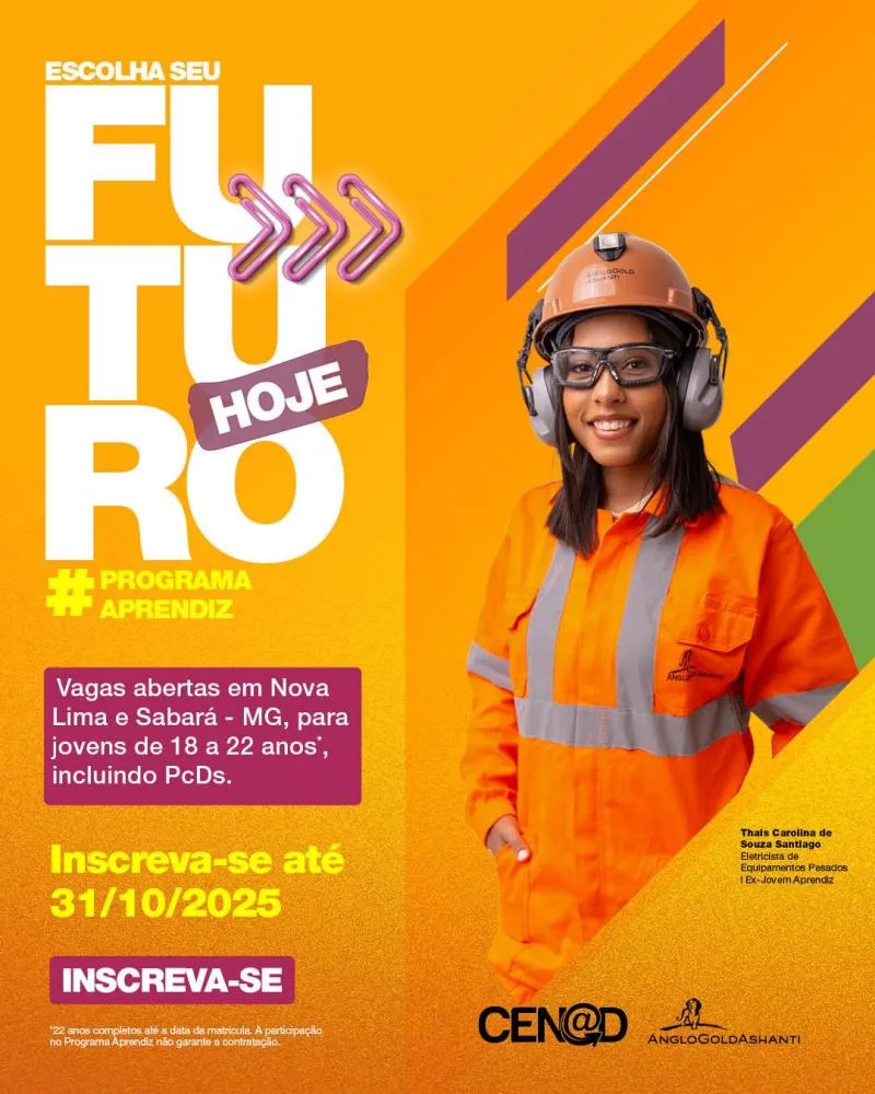 AngloGold Ashanti abre inscrições para Programa Jovem Aprendiz em Sabará