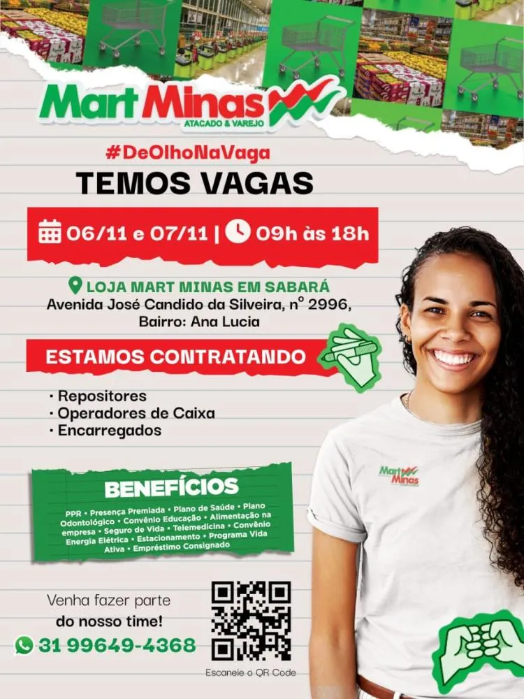 Mart Minas abre vagas de emprego em Sabará; seleção acontece dias 06 e 07 de novembro