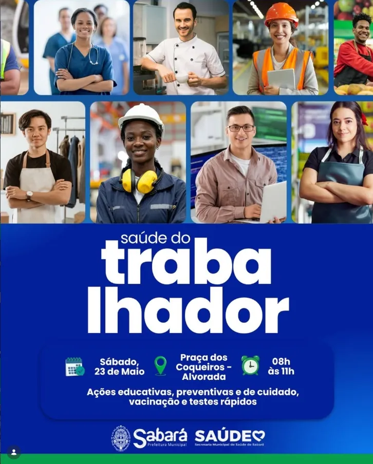Saúde do Trabalhador em Sabará: Prefeitura promove ação gratuita com vacinação, exames e auriculoterapia neste sábado