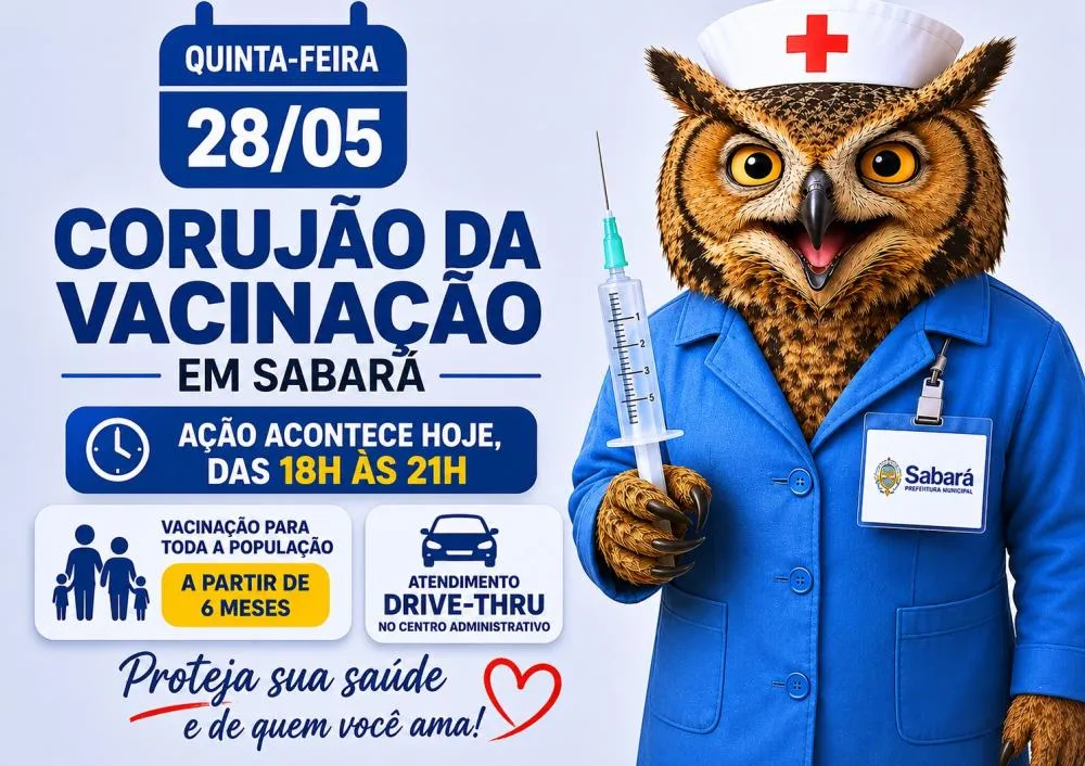 Sabará realiza Corujão de Vacinação contra a Gripe nesta quinta-feira (28)
