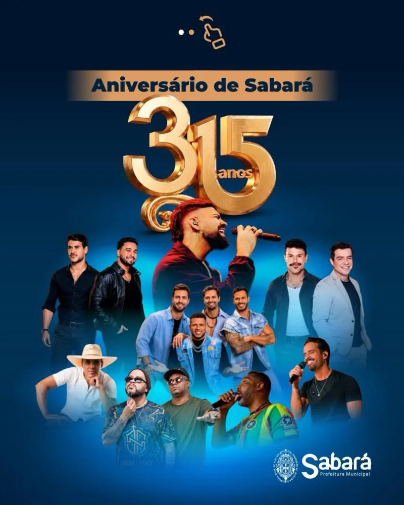 Aniversário de Sabará: confira a programação completa dos 315 anos com shows, cultura e atrações gratuitas