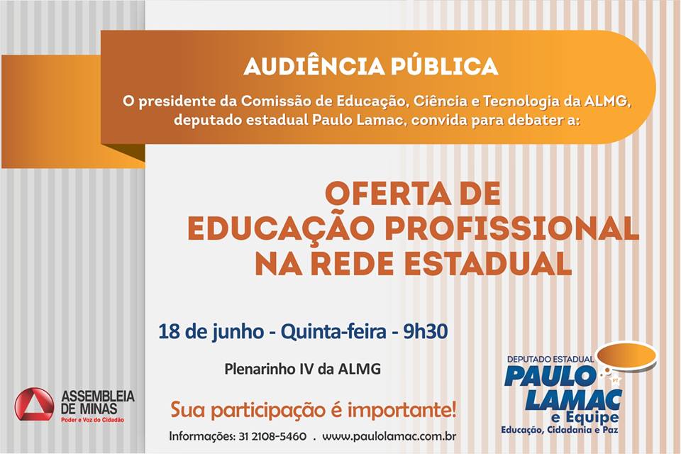 Audiência pública vai debater educação profissional