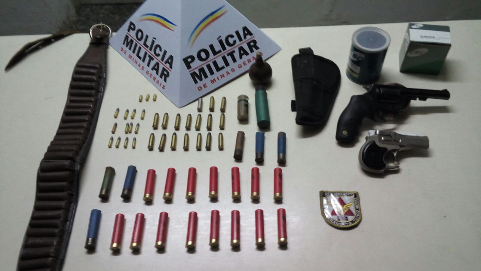 Polícia apreende várias munições e duas armas de fogo