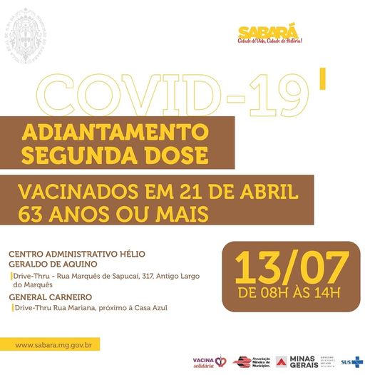 Adiantamento de Segunda Dose para quem vacinou no dia 21 de abril