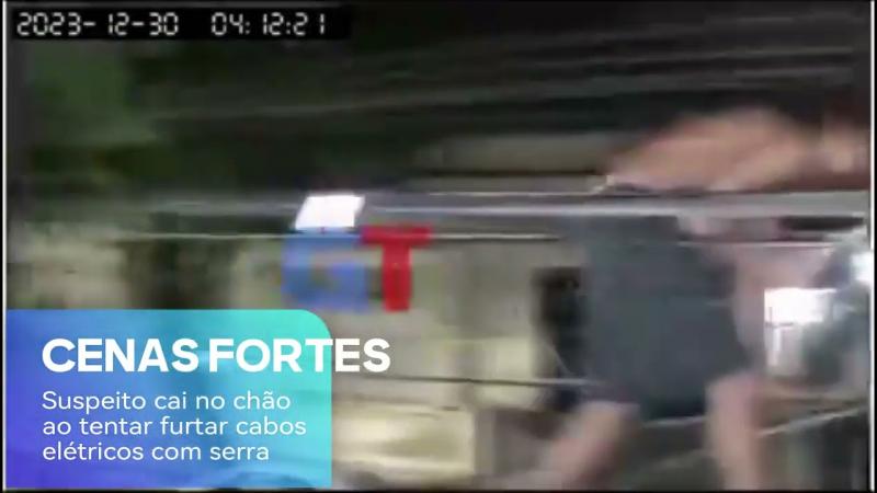 Homem tenta furtar cabos de energia e cai!